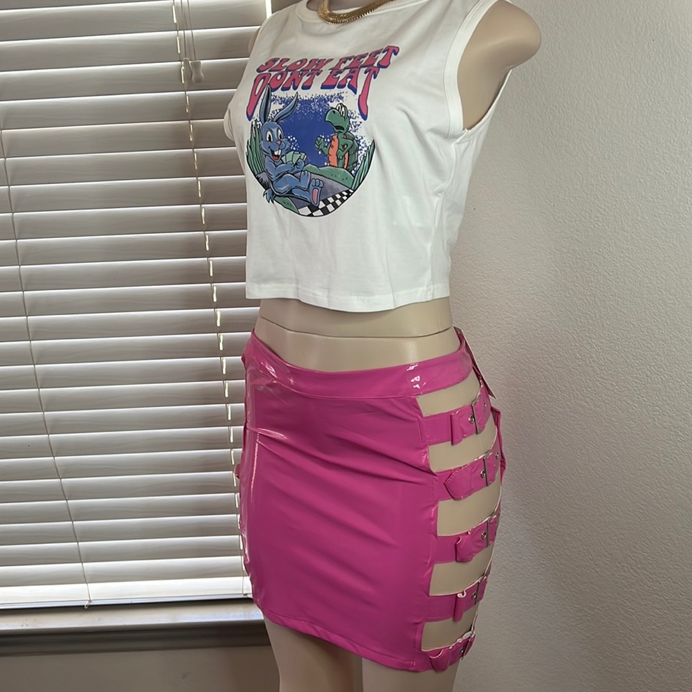 Hot pink mini skirt (shirt not included)